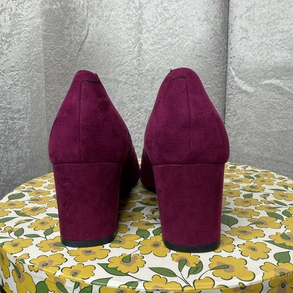 Nine West Burgundy Suede Pointed Toe Block Heel Pumps Sz 6M - Picture 7 of 11